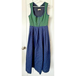 Vtg LANDHAUS Tyrol Oktoberfest Dirndl Green Blue Dot Women's UK14/EU44 Cotton